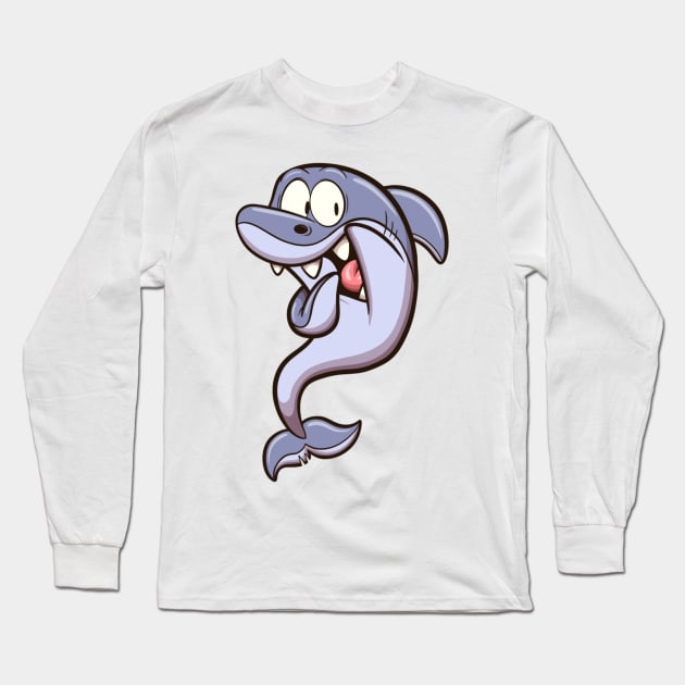 Scared Shark Long Sleeve T-Shirt by TheMaskedTooner